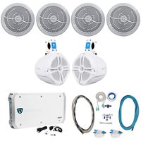 4 Rockville RMC80W 8" 1600w Marine Boat Speakers+8" Wakeboards+6-Ch Amp+Wire Kit