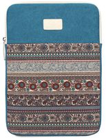 15 Inch Bohemian Canvas Protective Laptop Sleeve Bag Notebook Case Cover for MacBook, Chromebook, Acer, Dell, HP, Samsung, Sony (Vertical, Blue)
