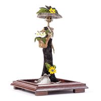 14 Catrina Lista para la Fiesta Mexican Folk Art Sculpture Featherwork and Ceramics