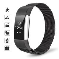 TOMALL Metal Bands Compatible for Fitbit Charge 2,Stainless Steel Metal Replacement Wristband for Women Men (Large, Black)