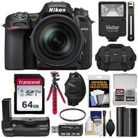 Nikon D7500 Wi-Fi 4K Digital SLR Camera & 16-80mm VR DX Lens with 64GB Card + Battery + Grip + Case + Flash + Tripod + Strap + Filter Kit