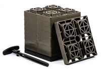 Camco Fasten 2x2 Leveling Block for Single Tires-Interlocking Design Allows Stacking to Desired Height-Includes Secure T-Handle Carrying System-Brown-10 Pack (21024)