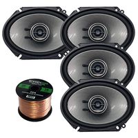 Kenwood KFC-D681C Car Speaker Package of 4 (2 Pairs) 720-Watt 6x8 Inch 3-Way Performance Series Coaxial Speakers Bundle Combo with Enrock 16-Gauge 50 Feet Speaker Wire