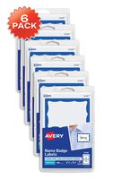 Avery Personalized Name Tags, Print or Write, Blue Border, 2-1/3" x 3-3/8", 600 Adhesive Tags (5144) Pack of 6 - 44144