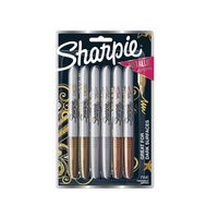 Sharpie Metallic Permanent Markers, Fine Point, Assorted Metallic, 6 Count
