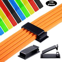 Blulu 60 Pieces Cable Management Clips Multipurpose Cable Straps Wire Clamps and 50 Pieces Reusable Fastening Wire Cable Ties for TV PC Laptop Desktop Cable Home Office Car