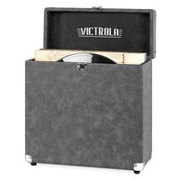 Victrola Vintage Vinyl Record Storage Carrying Case for 30+ Records, Gray