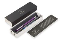 PARKER Vector Fountain Pen, Purple with Chrome Trim, Fine Nib, Blue Ink, Gift Box