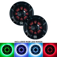 wet sounds REVO 6-SWB Black Closed SW Grille 6.5 Inch Marine LED Coaxial Speakers (Pair) with RGB LED Speaker Rings