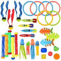 JOYIN 30 Pcs Diving Pool Toys Jumbo Set Includes (5) Diving Sticks, (6) Diving Rings, (5) Pirate Treasures, (4) Toypedo Bandits, (3) Diving Toy Balls, (3) Fish Toys, (4) Stringy Octopus