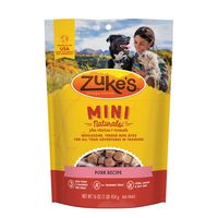 Zuke's Natural Training Dog Treats; Mini Naturals Recipe; Made in USA Facilities, 16 oz, Pork Recipe