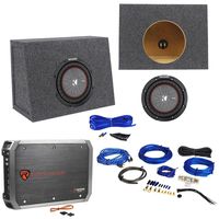 Kicker 43CWR82 COMPR8 8" 600 Watt Car Subwoofer+Sealed Sub Box+Amplifier+Amp Kit
