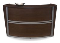 OFM Core Collection Marque Series Single Unit Curved Reception Station, in Walnut (55290-WALNUT)