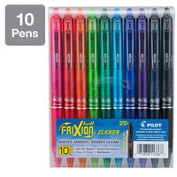 PILOT FriXion Clicker Erasable, Refillable & Retractable Gel Ink Pens, Fine Point, Assorted Color Inks, 10-Pack (FXC10001F-P)