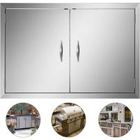Mophorn 39 Inch Double Wall Door Stainless Door Flush Mount BBQ Island Double Walled Door Commercial 304 Brushed Stainless Steel for Outdoor Kitchen