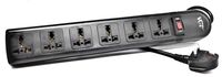 VCT WPS-B-UK 220 Volt - 240 Volt Universal Power Strip Surge Protector with 6 Universal Outlets 13A Max 3250W with UK Plug (UK Plug)