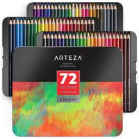 ARTEZA Colored Pencils, Professional Set of 72 Colors, Soft Wax-Based Cores, Ideal for Drawing Art, Sketching, Shading & Coloring, Vibrant Artist Pencils for Beginners & Pro Artists in Tin Box