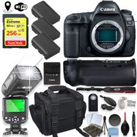 Canon EOS 5D Mark IV DSLR Camera Body Only Kit with 256GB Sandisk Memory, TTL Speedlight Flash (Good Up-to 180 Feet), Pro Power Grip + Holiday Special Bundle