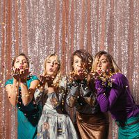 SquarePie Sequin Backdrop 8FT x 8FT Rose Gold Photo Booth Photography Background Sparkly Curtain Video Live Selfie Wall for Wedding Patry Decoration