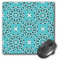 3dRose LLC 8 x 8 x 0.25 Inches Mouse Pad, Turquoise and White Double Patterned Octagons in Octagons Pattern (mp_125486_1)