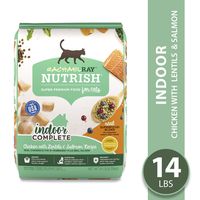 Rachael Ray Nutrish Indoor Complete Premium Natural Dry Cat Food, Chicken with Lentils & Salmon Recipe, 14 Pounds