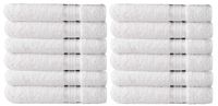 COTTON CRAFT - 12 Pack - Ultra Soft Extra Large Wash Cloths 12x12 White - 100% Pure Ringspun Cotton - Luxurious Rayon Trim - Ideal for Daily Use - Each Towel Weighs 2 Ounces