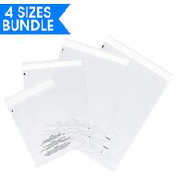 Poly Bag Bundle (100/Size) - 6X9, 8X10, 9X12, 11X14 Self Seal Clear Plastic Bags with Suffocation Warning by Spartan Industrial (More Sizes Available)