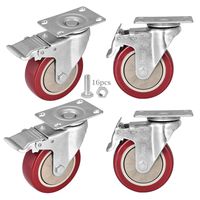 4" Swivel Rubber Caster Wheels with Safety Dual Locking Heavy Duty 1200lbs Casters Set of 4 with Brake