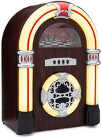 ClearClick Jukebox Bluetooth Speaker with Lights and Aux-in - Retro Style with Handmade Wooden Exterior