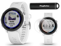 Garmin Forerunner 245 Music (White) Running GPS Watch Power Bundle | +HD Screen Protectors & PlayBetter Portable Charger | Music & Spotify, Advanced Analytics, Heart Rate PulseOx 2019 010-02120-21