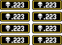 Linni's Vinyl Banners .223 Ammo Can Stickers | Punisher | 8-Pack Ammo Can Decals Bullet Sticker 3 x 1 | 100% PVC - Waterproof, Non-Fade, UV Resistant