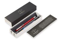 PARKER Vector Fountain Pen, Red with Chrome Trim, Medium Nib, Blue Ink, Gift Box