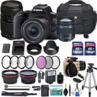 Canon EOS Rebel SL3 DSLR Camera with EF-S 18-55mm f/4-5.6 is STM Lens + 70-300mm f/4-5.6 Lens + 2 Memory Cards + 2 Auxiliary Lenses + HD Filters + 50" Tripod + Premium Accessories Bundle (25 Items)