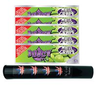 Herb Airtight Tube Pocket Protector with Juicy Jay's White Grape 1.25 Flavored Hemp Rolling Papers 5 Count DC Crafts Nation- Flag Leaf