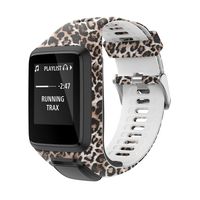 PATROHOO Bands for Tomtom Runner 2/3 Strap,Compatible with Spark 3/Golfer2/Adventurer,Rubber Replacement Band for Screen Protector-GPS Smart Watch Accessories.(Leopard)