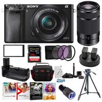 Sony Alpha a6000 24.3 MP Mirrorless ILC with 16-50mm and 55-210mm Lens Ultimate Camera Bundle