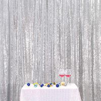 Eternal Beauty Silver Sequin Wedding Backdrop Photography Background Party Curtain, 4Ft X 6Ft