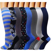 ACTINPUT 8 Pairs Compression Socks Women & Men -Best Medical,Nursing,Hiking,Travel & Flight Socks-Running & Fitness-15-20mmHg (Large/X-Large, Assorted 19)