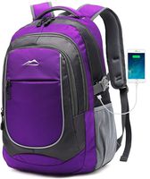 Backpack for School Bookbag College Student Travel Business Hiking Fit Laptop Up to 15.6 Inch Lightweight Night Light Reflective (Purple)