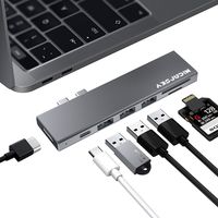 USB C Hub for MacBook Pro 2018, Micarsky 7 in 1 Aluminum Type C Hub MacBook 2017/2016 Adapter Thunderbolt 3 Port, 4k HDMI, 3 USB 3.0 Ports, Pass-Through Charging, SD/Micro SD Card Reader