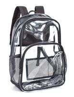 VOLINER Plastic Clear Bag Heavy Duty Clear Backpack for School Durable Transparent Bag Clear Bookbags See Through Bag Clear Travel Bag Gray
