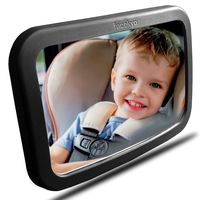 Baby Mirror for Car | Baby Car Mirror | Huge Wide-Angled Without Shaking | Rear Facing Baby View Mirror | Baby Back Seat Mirror | No Assembly Required | TPU Soft Frame by Facekyo (Black)