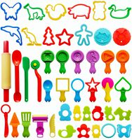 FRIMOONY Dough Tools for Kids, Various Plastic Molds, Assorted Colors, 45 Pieces