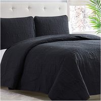 Mellanni Bedspread Coverlet Set Black Comforter Oversized 3-Piece Quilt Set (Full/Queen, Black)