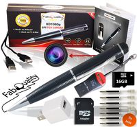 Gadgets 1080p HD Hidden Camera Pen Bundle 16GB SD Micro Card + USB Card Reader + 7 Ink Fills + Updated Battery + USB Plug! - Record Executive Multifunction DVR Easy to Use