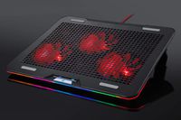 Laptop Cooling Pad, Coolertek RGB Gaming Laptop Cooler, 3 Quiet Red LED Fans with Powerful Air Flow, Slim Portable USB Powered, Adjustable Speed Control, 14 RGB Color Modes, Fits 11"-17"