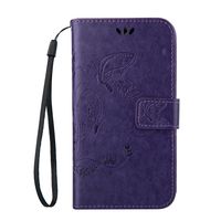 IKASEFU Leather Case with Strap Compatible with Galaxy Grand Prime G530,Retro Butterfly Flower Pu Leather Wallet Case with Card Slots Compatible with Galaxy Grand Prime G530 -Butterfly,Purple
