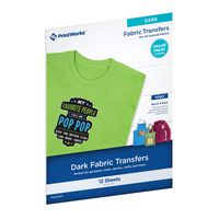 Printworks Dark Fabric Transfers, for All Colored Fabrics, Value Pack, 12 Sheets, Inkjet, 8.5 x 11 (00531)