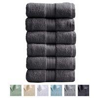 6-Pack Hand Towel Set. 100% Cotton Hand Towels for Bathroom. Absorbent Quick-Dry Plush Bathroom Hand Towels. Cooper Collection. (Hand Towels, Dark Grey)