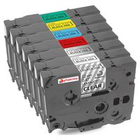 Madabacom 7 Pack set Standard Laminated P-Touch Tape TZE / TZ (TZ131 TZ231 TZ431 TZ531 TZ631 TZ731 TZ931) 0.47 Inch (12mm) x 26.2 Feet (8m) Label Compatible to Brother P-Touch